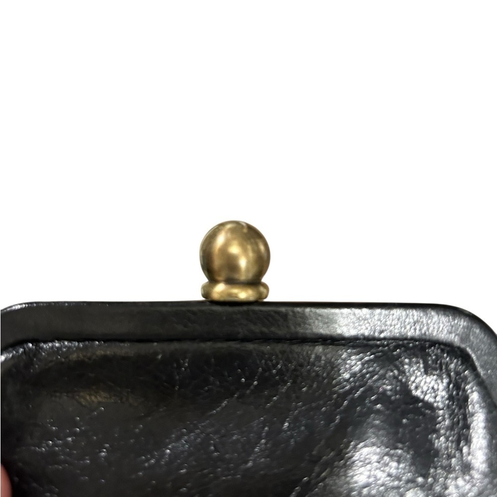 Hobo International Pewter Chain Strap Clutch Bag Black Leather KISS Lock EC - Picture 13 of 13